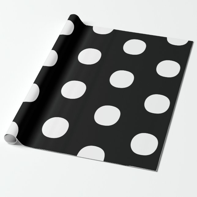 Polka hat ein Schwarz-weißes, feines, elegantes Mu Geschenkpapier (Ungerollt)