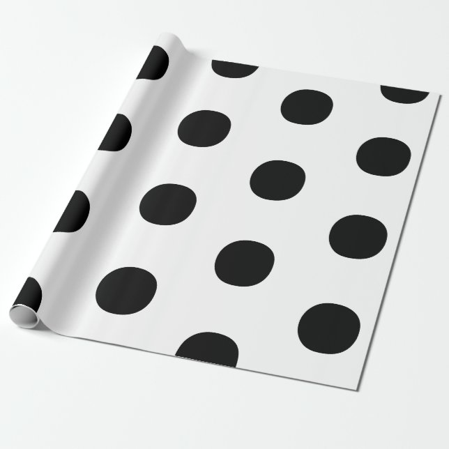 Polka hat ein Schwarz-weißes, feines, elegantes Mu Geschenkpapier (Ungerollt)