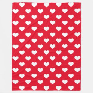 Polka Hearts Red Fleece Blanket