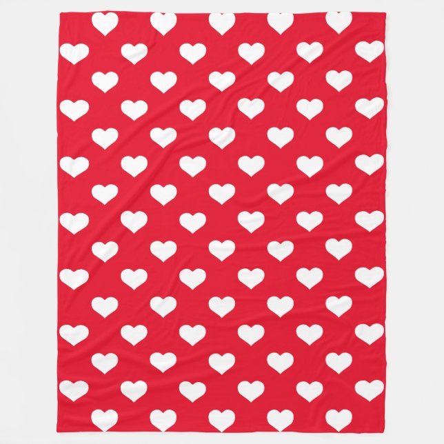 Polka Hearts Red Fleece Blanket (Vorderseite)