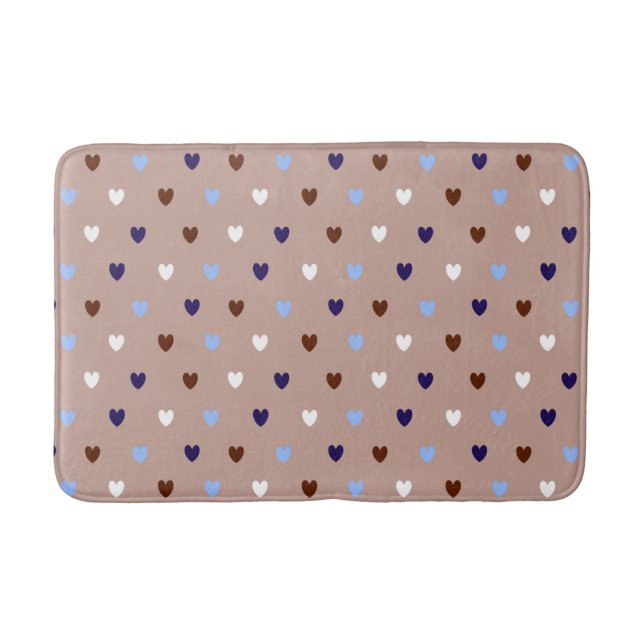 Polka-Herzen auf blassbraun Badematte (Vorderseite)