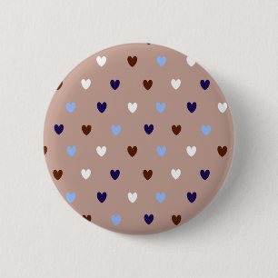 Polka-Herzen auf blassbraun Button