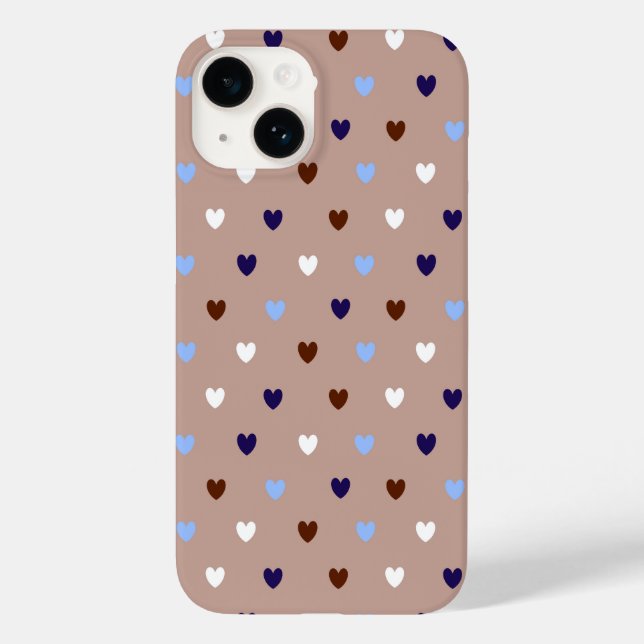Polka-Herzen auf blassbraun Case-Mate iPhone Hülle (Rückseite)