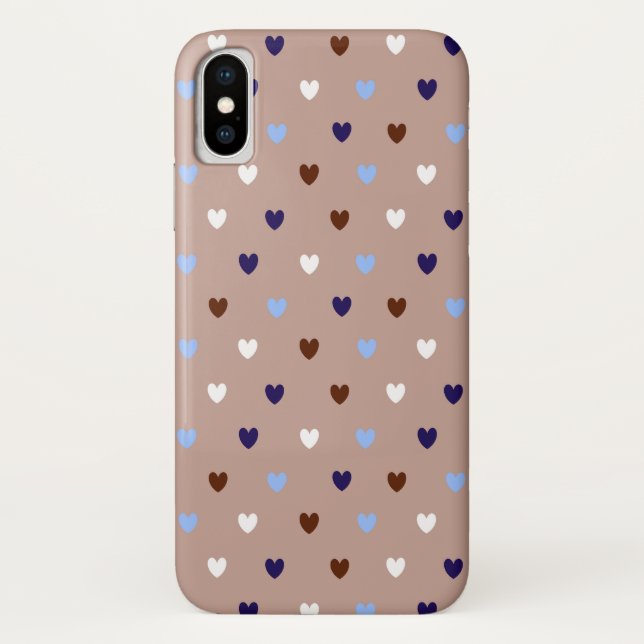 Polka-Herzen auf blassbraun Case-Mate iPhone Hülle (Rückseite)
