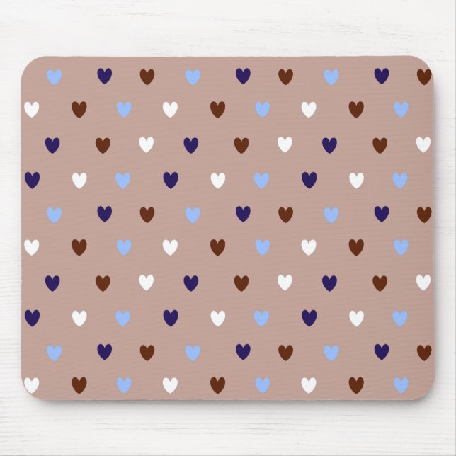 Polka-Herzen auf blassbraun Mousepad (Vorne)