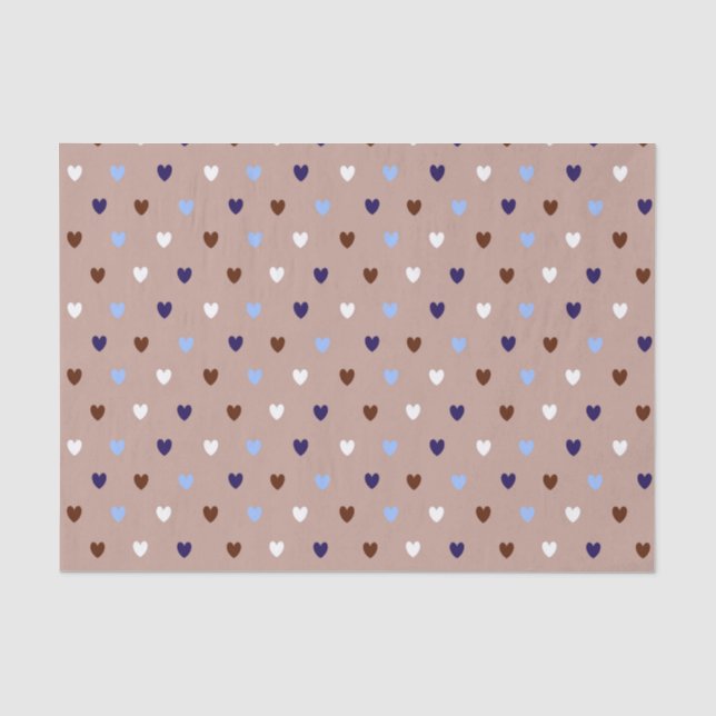Polka-Herzen auf blassbraun Seidenpapier (Vorderseite)