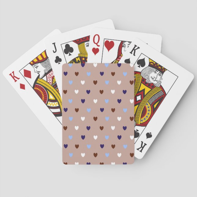 Polka-Herzen auf blassbraun Spielkarten (Rückseite)