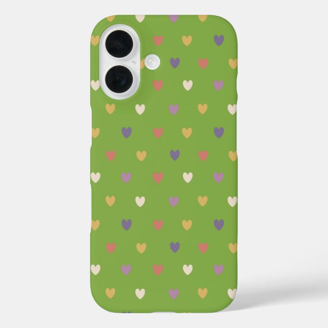 Polka Herzen auf grünem Grün Case-Mate iPhone Hülle (Rückseite)