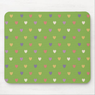 Polka Herzen auf grünem Grün Mousepad