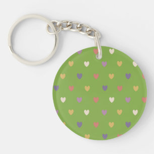 Polka Herzen auf grünem Grün Schlüsselanhänger