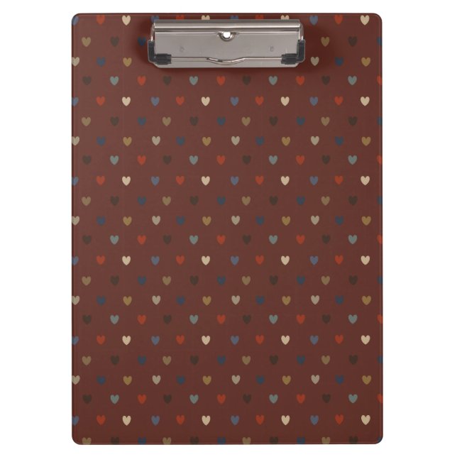 Polka Herzen auf kilim braun Klemmbrett (Vorderseite)
