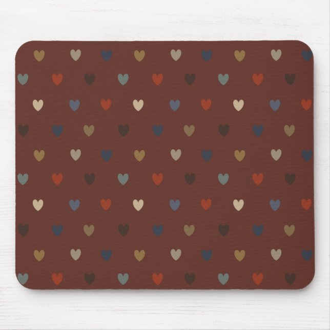 Polka Herzen auf kilim braun Mousepad (Vorne)