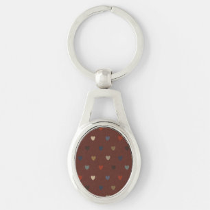 Polka Herzen auf kilim braun Schlüsselanhänger