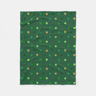 Polka Herzen auf Waldgrün Fleecedecke