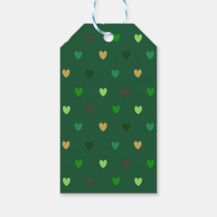 Polka Herzen auf Waldgrün Geschenkanhänger