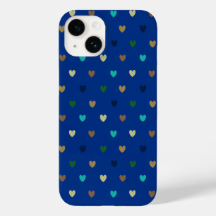 Polka-Herzen in Pfauenblau-Tönen Case-Mate iPhone 14 Hülle