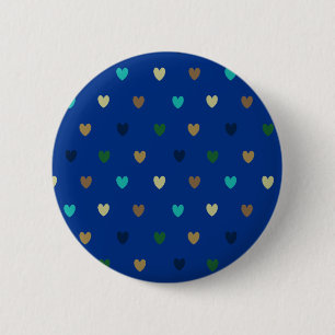 Polka Herzen in pfauenblauen Tönen Button