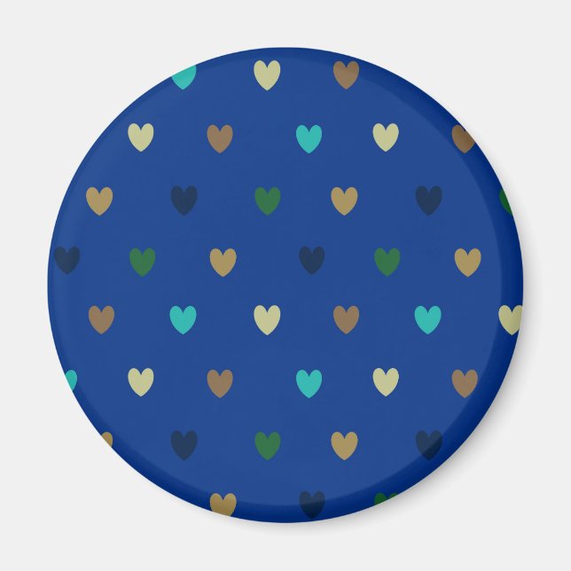 Polka Herzen in pfauenblauen Tönen Magnet (Vorne)