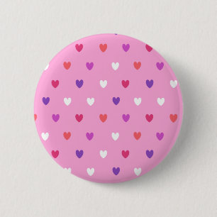 Polka-Herzen pink Button