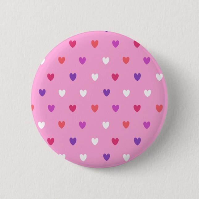 Polka-Herzen pink Button (Vorderseite)