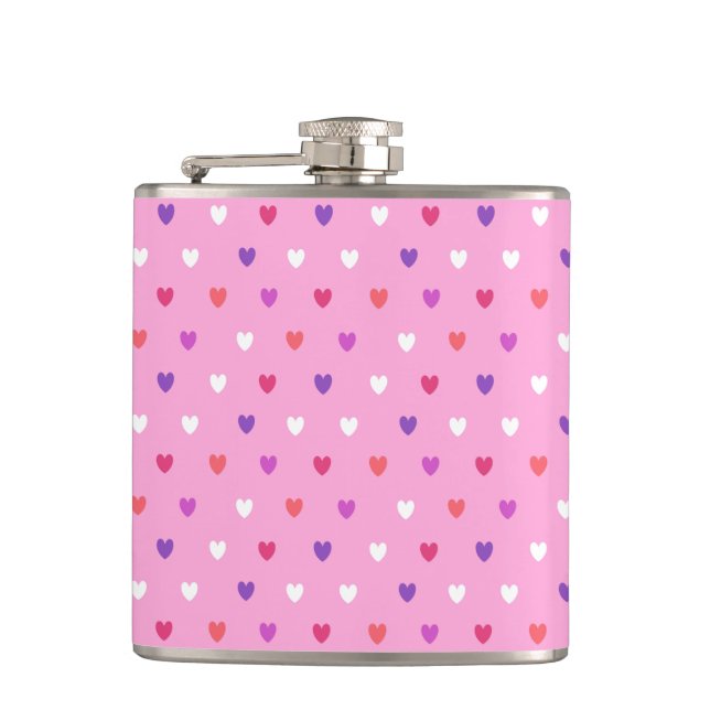 Polka-Herzen pink Flachmann (Vorderseite)