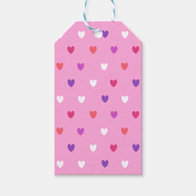 Polka-Herzen pink Geschenkanhänger (Vorderseite)
