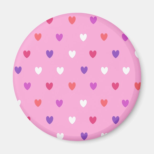 Polka-Herzen pink Magnet (Vorne)