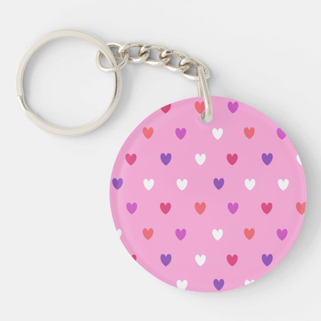 Polka-Herzen pink Schlüsselanhänger (Vorderseite)