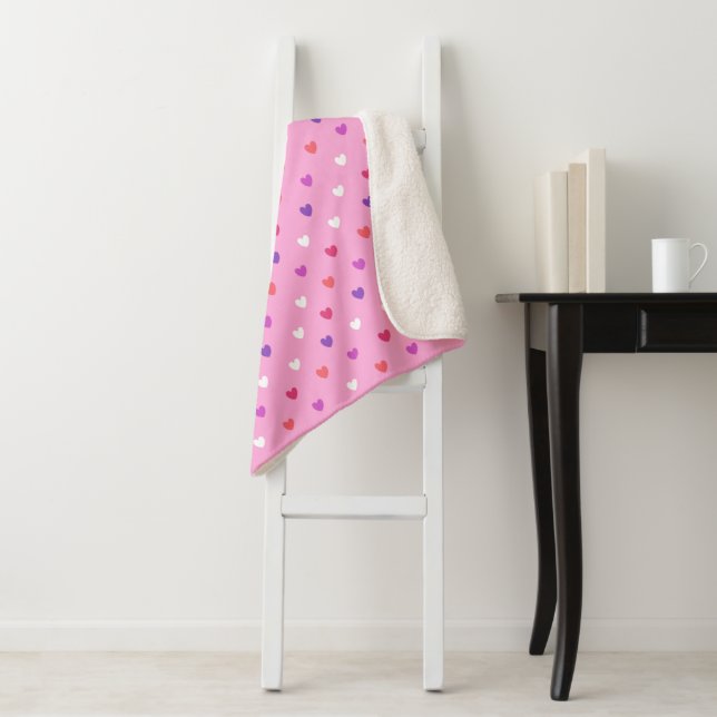 Polka-Herzen pink Sherpadecke (Beispiel)