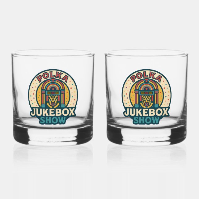 Polka Jukebox Logo Trinkwaren-Set Whiskyglas (Vorderseite)