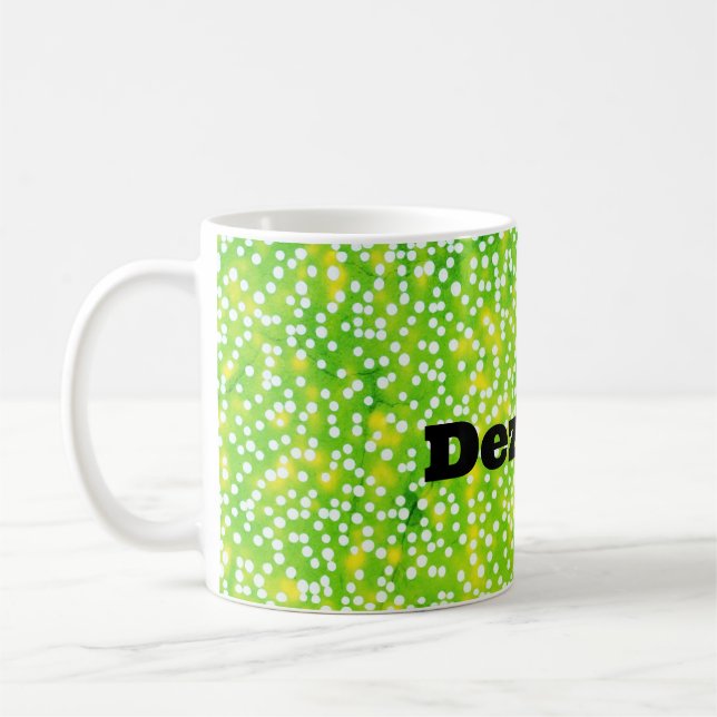 "Polka Perfection: Green Dotted Delight Tasse" Kaffeetasse (Links)