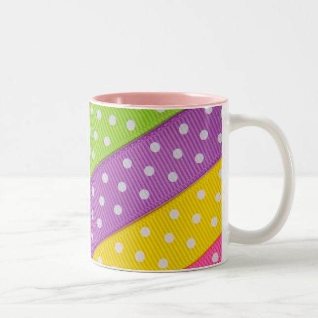 Polka-Punkt-Band-Keramik-Tasse Zweifarbige Tasse (Rechts)