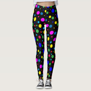 Polka-Punkt-Blase steigt abstrakte schwarze Leggings