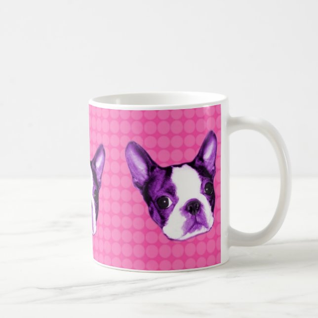 Polka-Punkt-Boston-Terrier-Welpen-Tasse Kaffeetasse (Rechts)