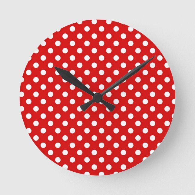 Polka-Punkt-Hintergrund Runde Wanduhr (Vorderseite)