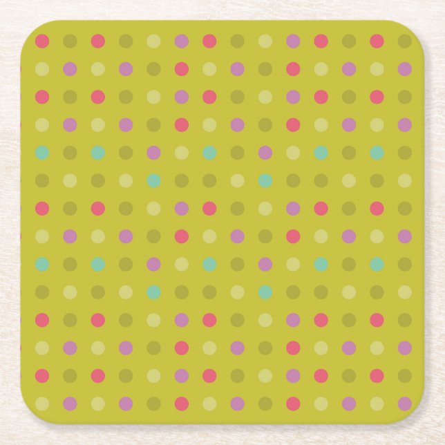 Polka-Punkt-Hintergrundmuster Rechteckiger Pappuntersetzer (Vorderseite)