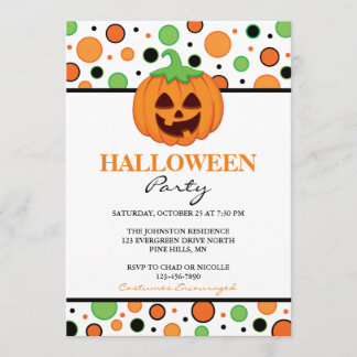 Polka-Punkt-Kürbis-Halloween-Party-Einladungen Einladung