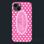 Polka-Punkt mit dem Namen "Soft Pink Pink"-Gehäuse Case-Mate iPhone Hülle<br><div class="desc">Moderne Mädchen hellrosa Polka Punkt gemusterte grafische Gehäuse. Ideal für die individuelle Gestaltung Ihres Fotos oder als Weihnachts- oder Geburtstagsgeschenk für eine Frau oder ein Teenager. Personalisieren Sie mit Ihrem Namen und Initial. Dieses Beispiel lautet: Reagen G. Design von Sarah Trett.</div>