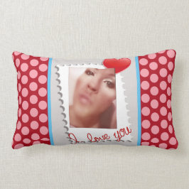 Polka-Punkt-personalisiertes Valentinstag-Foto Lendenkissen