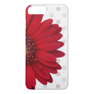 Polka-Punkt-roter Gänseblümchen-individueller Na iPhone 8 Plus/7 Plus Hülle
