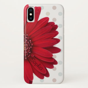 Polka-Punkt-roter Gänseblümchen-individueller Name Case-Mate iPhone Hülle