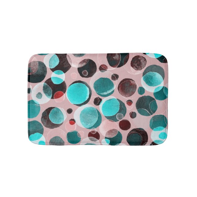 Polka Punkt Wasserfarbe, abstraktes Muster. Badematte (Vorderseite)