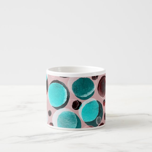 Polka Punkt Wasserfarbe, abstraktes Muster. Espressotasse (Vorderseite)