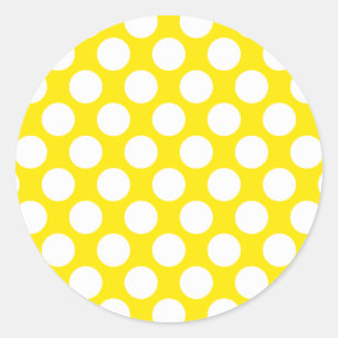Polka Punkte auf Gelb Runder Aufkleber