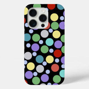 Polka-Punkte auf schwarz iPhone 15 Pro Hülle