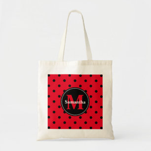 Polka-Punkte in Rot und Schwarz Tragetasche