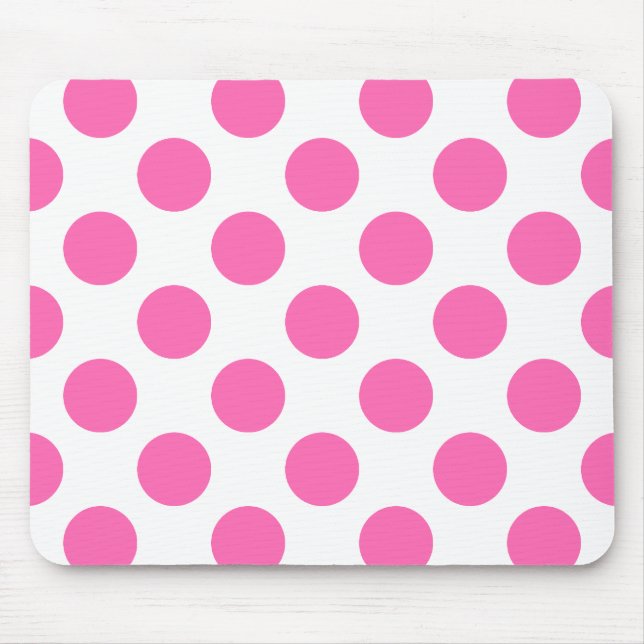 Polka-Punkte in weiß und heiß rosa Mousepad (Vorne)