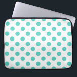 Polka-Punkte Laptopschutzhülle<br><div class="desc">Türkispolka-Punkte auf weißem Hintergrund</div>