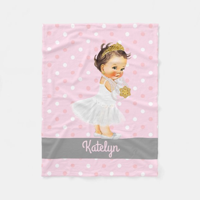 Polka-Punkte Mädchen-Kinderzimmer-personalisierte Fleecedecke (Vorderseite)