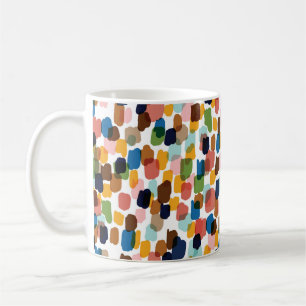 Polka Punkte: Mehrfarbige Handmalerei. Kaffeetasse